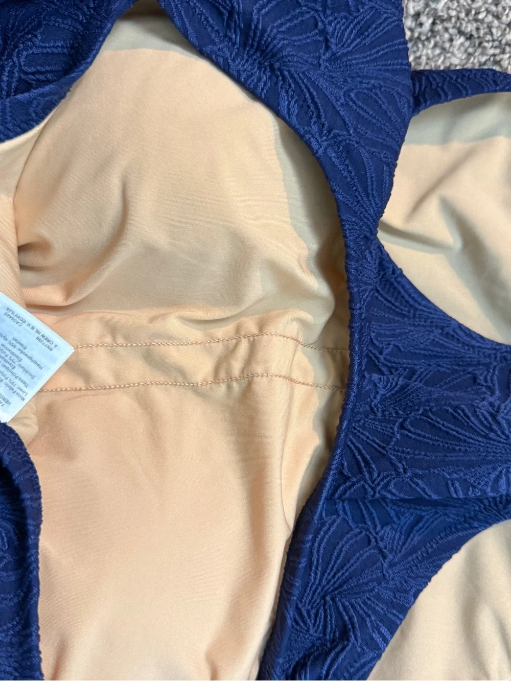 J. Crew One-Shoulder Textured Navy Swimsuit size Medium